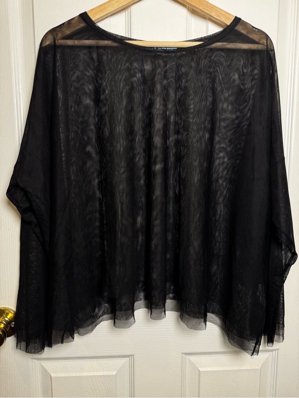 PLANET Black Sheer Mesh Oversized Top One Size Whimsigoth Made USA